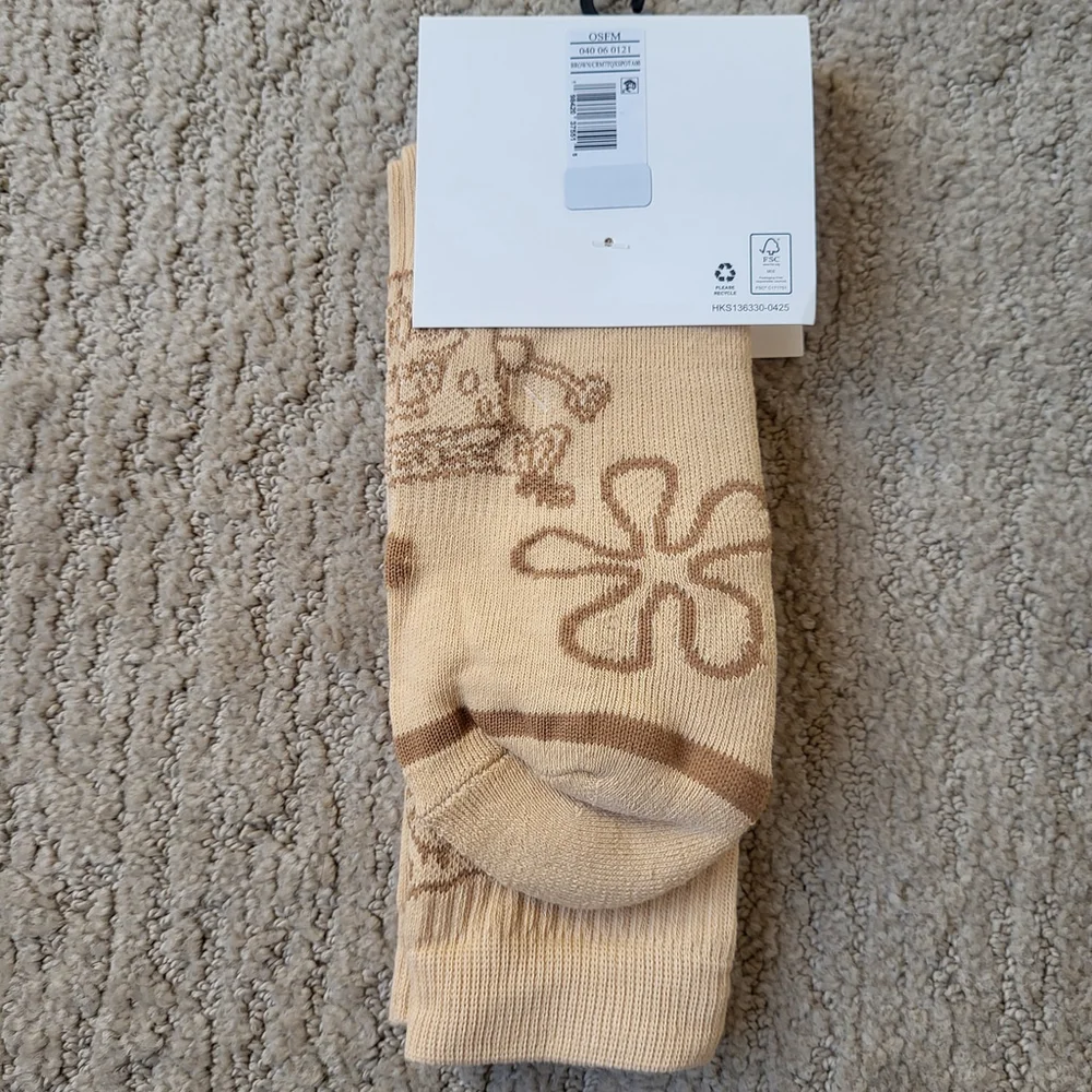 Men’s SpongeBob SquarePants Crew Socks – Beige – 1 Pair – NWT